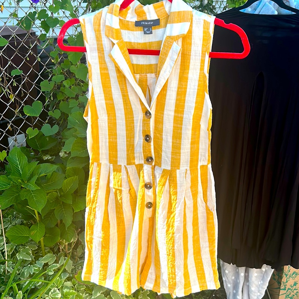 Primary cotton-blend striped jumpsuit!